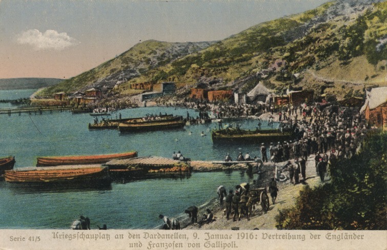 Postkarte Vertreibung der Englnder und Franzosen von Gallipoli zeitgen.Postkarte
