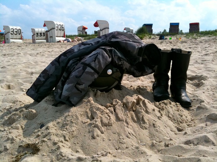 Harleyfahrer am Strand