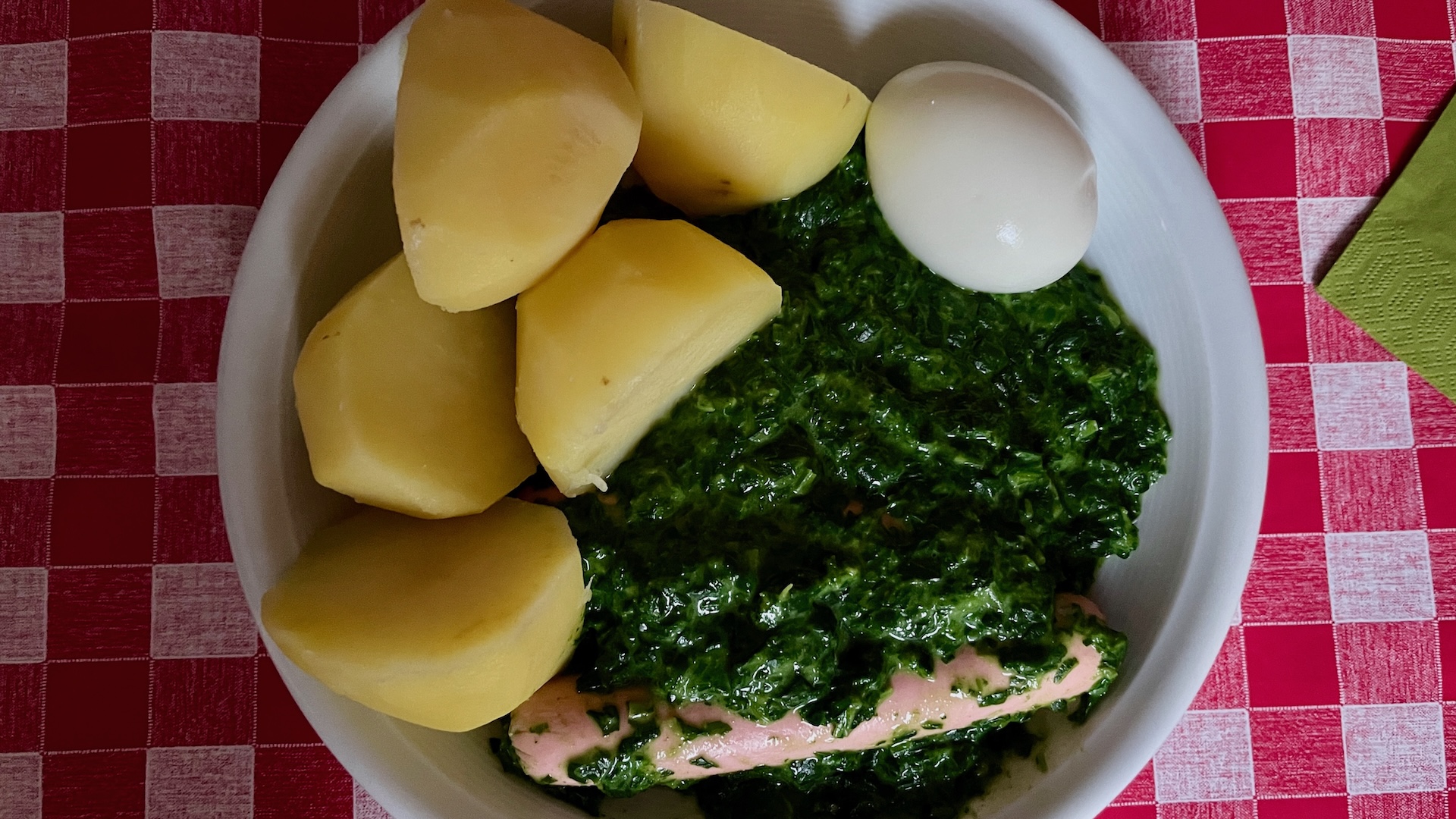 Spinatkartoffeln EiWurst
